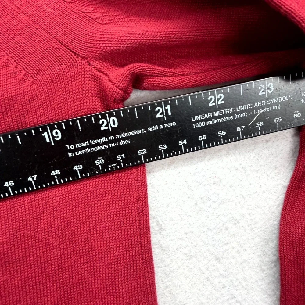 Tommy Hilfiger Sweater Mens Small Red‎ Iconic Flag Logo Ribbed Cuffed Hem V-Neck